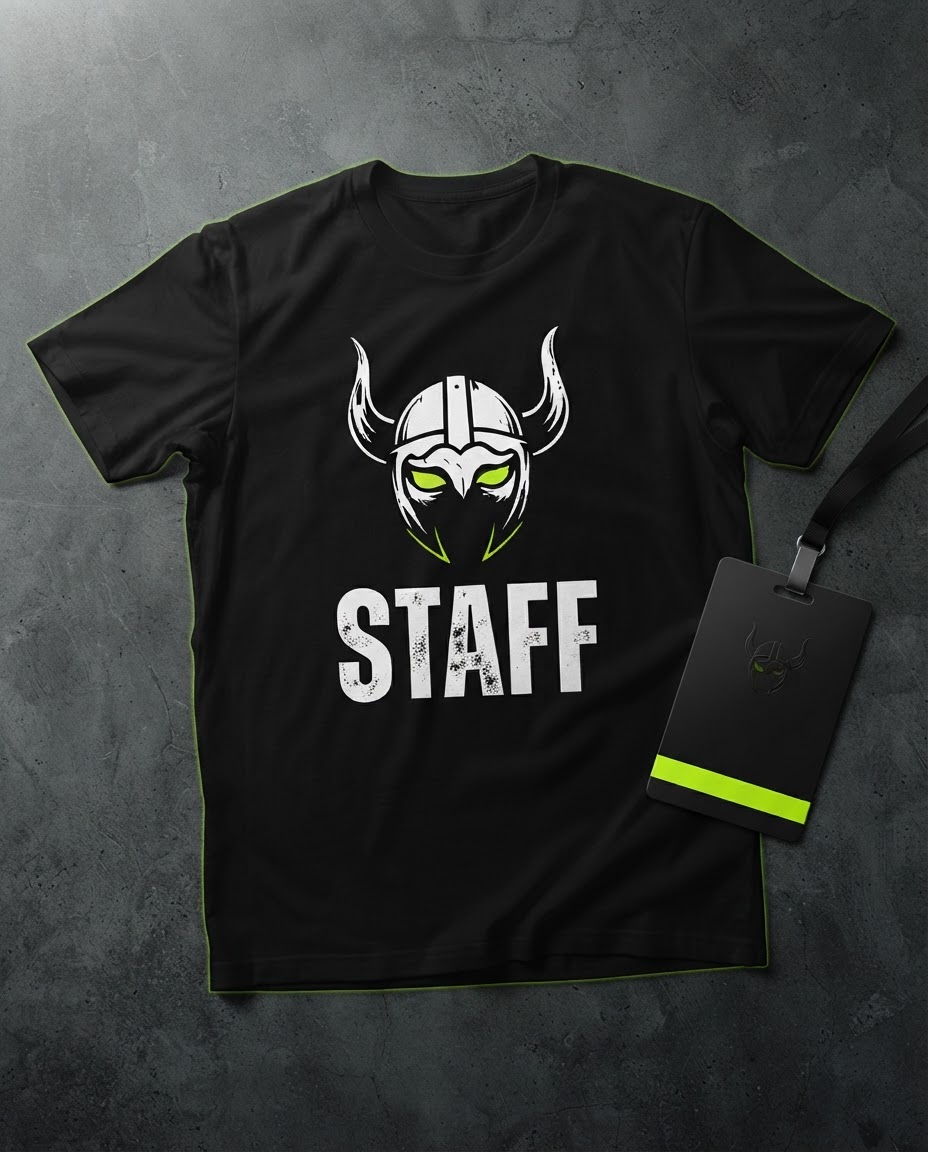 Mockup camiseta staff e credencial gerado por IA